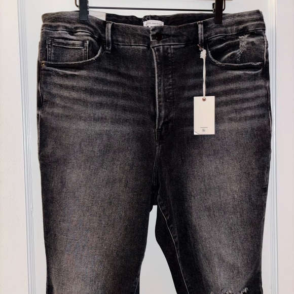 ✨NWT Good American Good Waist Crop Distress Knee - Picture 4 of 11